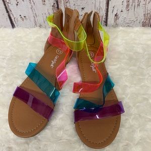 Cat & Jack Girl Toddler sz 13 rainbow strapped